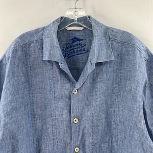 Tommy Bahama Men's Relax Short Sleeve 100% Linen Button Front Shirt - Chambray